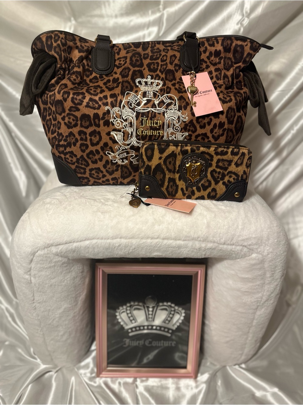 Juicy Couture Leopard Print Tote and Matching Wallet - Brown & Black